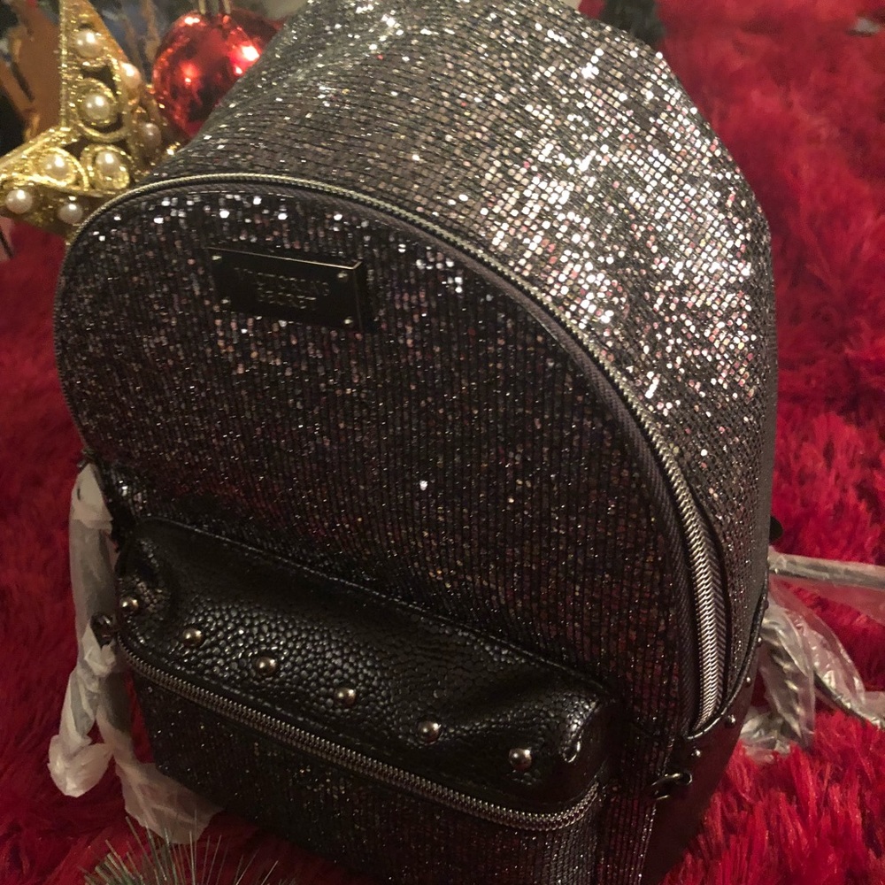 Victoria secret grey glitter mini backpack